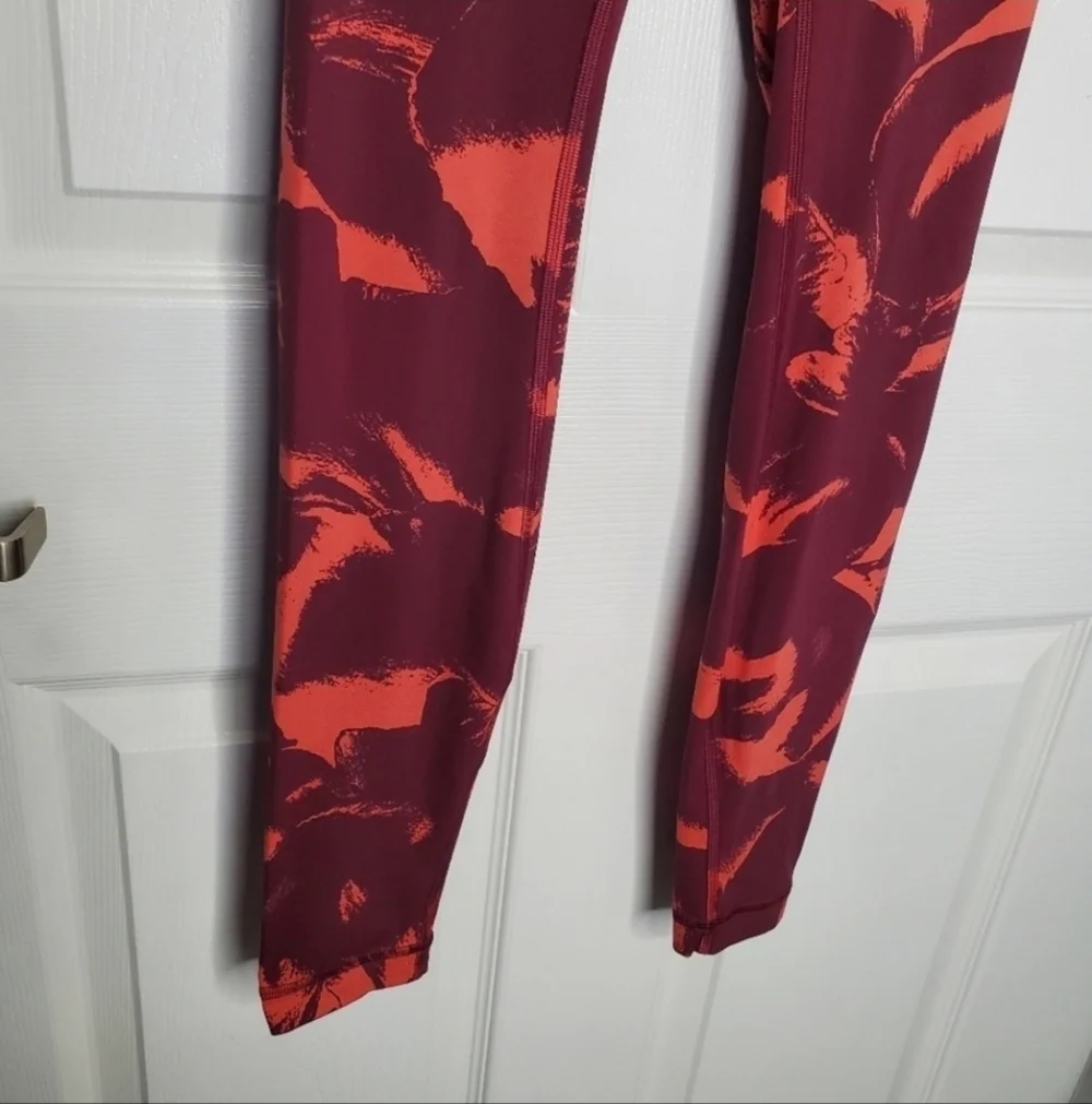 Lululemon Wunder Under Maroon Red Printed High Rise Nulux Tight Leggings